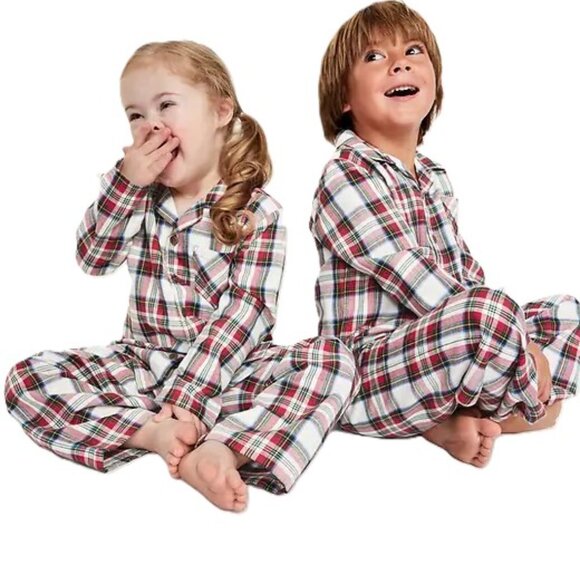 Christmas Pajama Set Youth Big Boys girls Size 10 Plaid Holiday PJs, NWOT - Picture 5 of 16